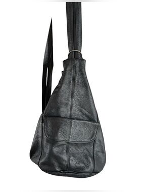Vintage 90’s Black Leather Backpack Sling Bag